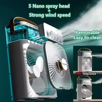 Fan Portable Air Cooler Conditioner Humidifier with 500mL Water Tank Quite Mist Water Spray Fan for Home Room Camping Car Office
