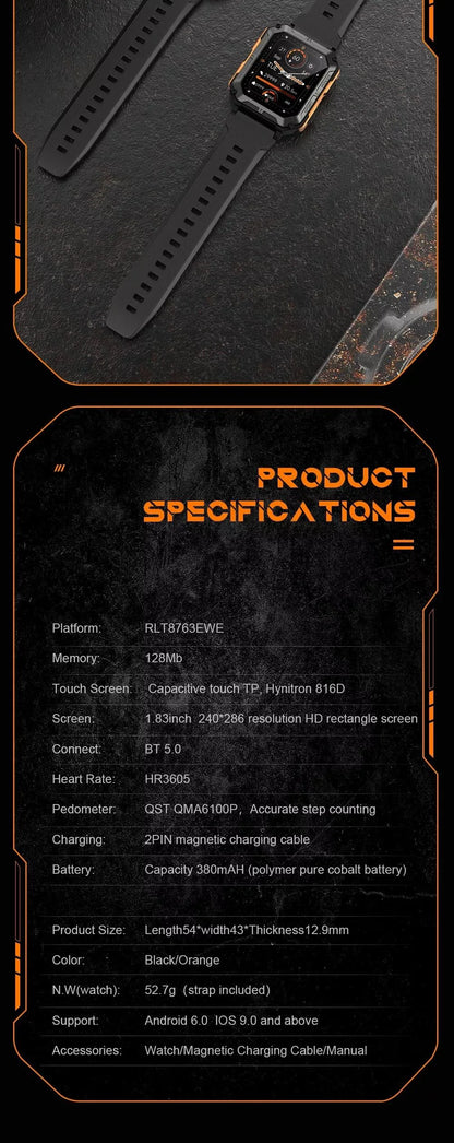 Smart Watch C20 PRO 1.83 Inch Men Music BT Call Outdoor Sports Fitness Tracker Heart Rate Blood Pressure Smartwatch