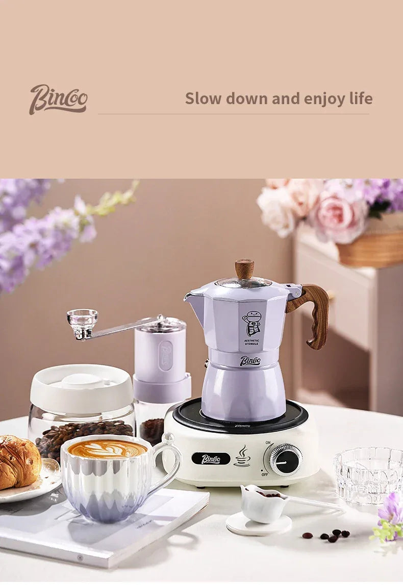 Double Valve Moka Pot Coffee Mocha Pot Set Espresso Moka Pot Electric Stove Heated Brewed Coffee Pot Italian Barista Tools 220v