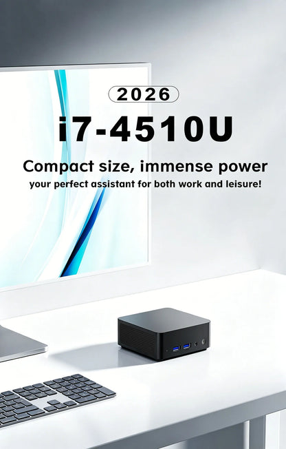 2026 Mini PC Windows 11 Pro Intel Core i7-4510U Minipc Computer 16GB RAM 1TB 2TB SSD WiFi6 USB Portable Mini Desktop PC Office