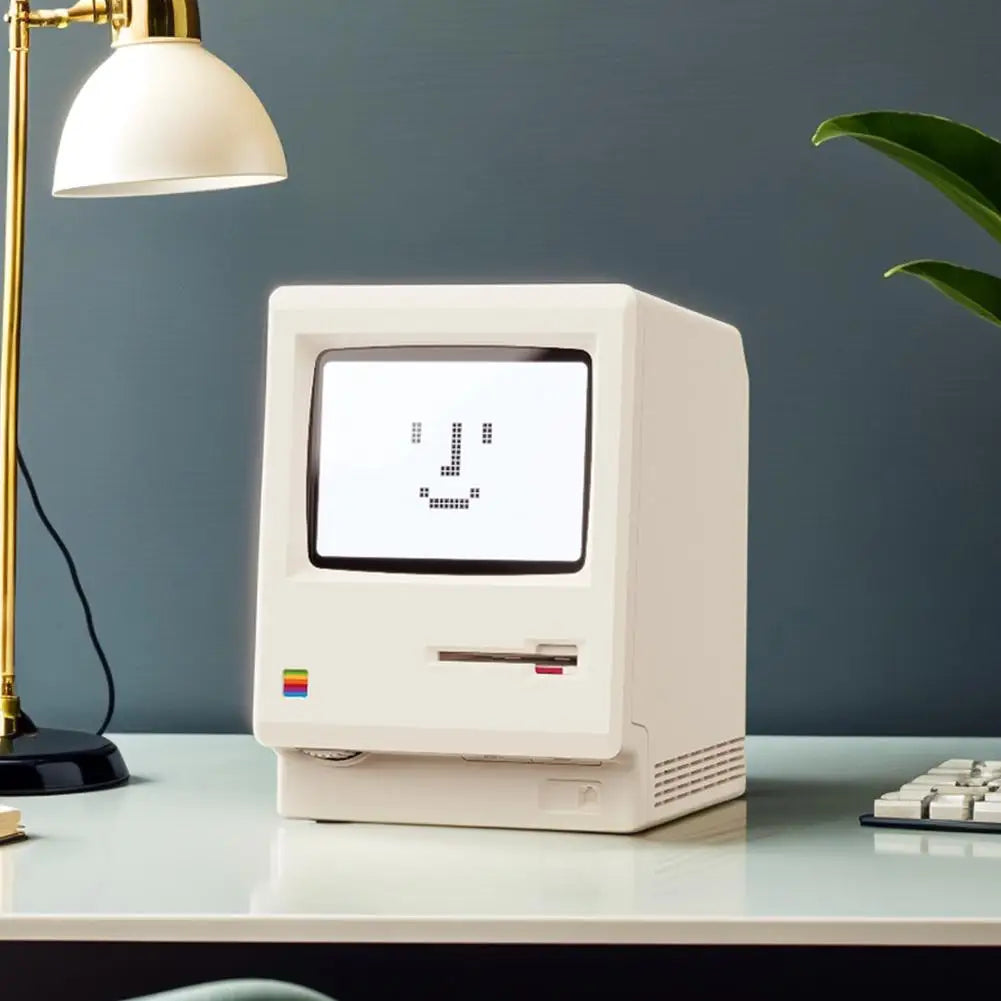 Desktop Digital Clock Retro Classic Design Beige Floppy Disk Decor Tech Gadget Gift For Men Women Office Desk Novelty Ornament
