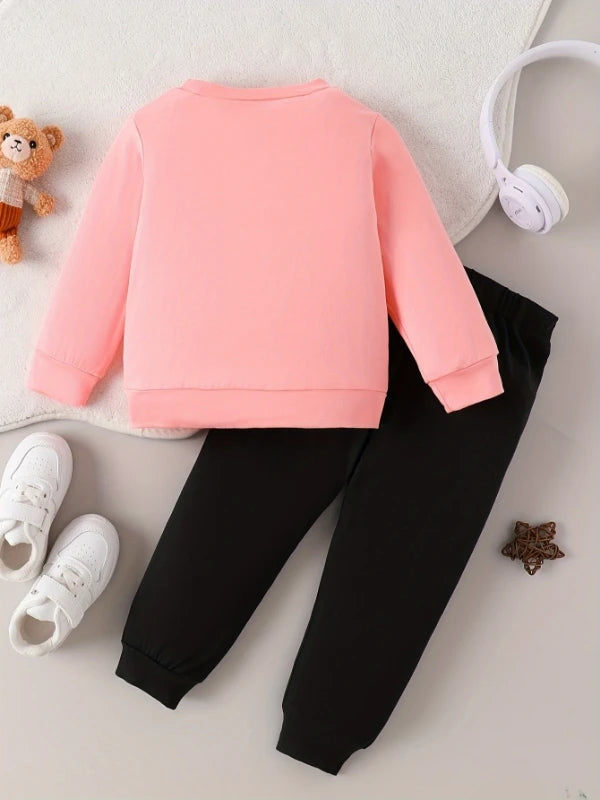 Pink Leopard Headband Cat Toddler Outfit | 2-Piece Long Sleeve Top & Pants Set for Baby Girls