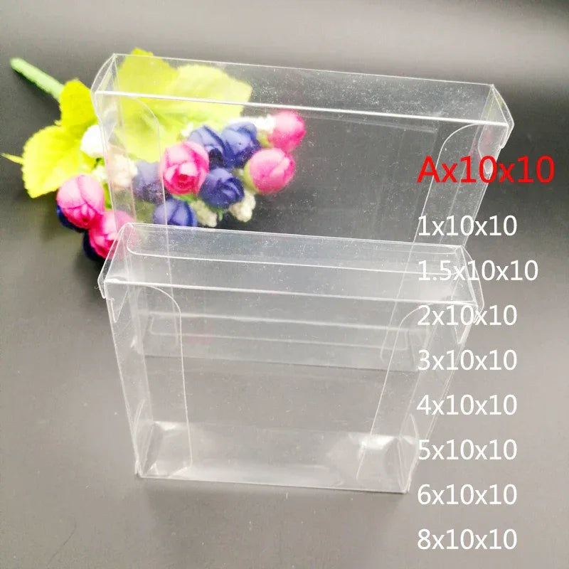 50pcs Ax10x10 Transparent Jewelry Gift Box Clear PVC Plastic Box Packaging Wedding Christmas Gift Box for Jewelry Storage Boxes