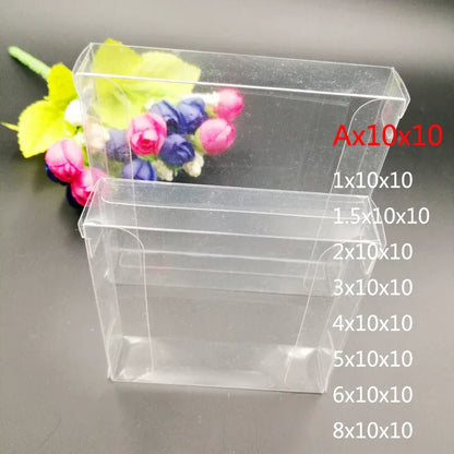 50pcs Ax10x10 Transparent Jewelry Gift Box Clear PVC Plastic Box Packaging Wedding Christmas Gift Box for Jewelry Storage Boxes