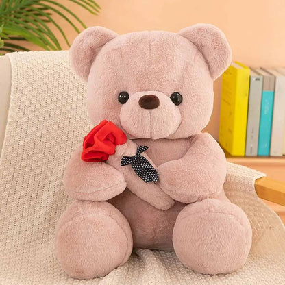 25cm Kawaii for Valentines Day Gift Teddy Bears Stuffed Animal Rose Bear Doll Valentine's Day Gift for Girlfriend