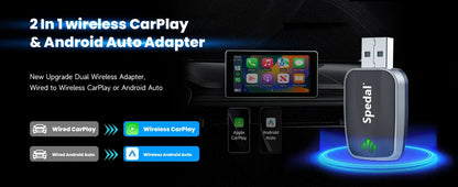 Carplay Android Auto Wireless Adapter 2 in 1 Carplay Adapter for OEM Car Stereo with USB Plug and Play Wired To Wireless
