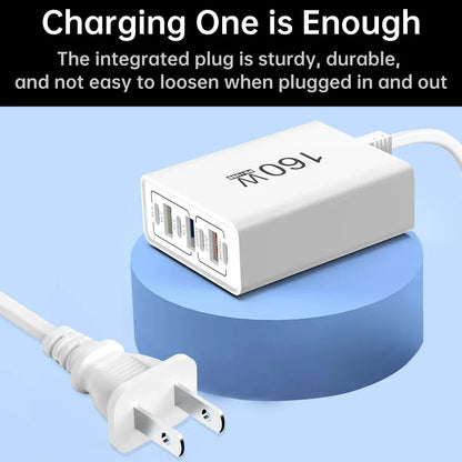160W 7 Ports USB Charger USB Type C Wall Charger Adapter For Xiaomi iPhone Samsung POCO EU/US Plug USB PD Travel Chargers Socket