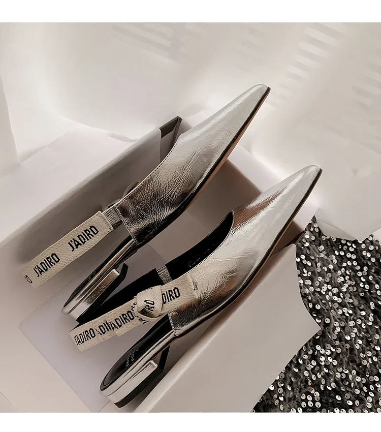 2025 New Fashionable Pointed-toe Buckle Solid Color High-heeled Sandals for Women in Spring and summer  Luxury Shoes