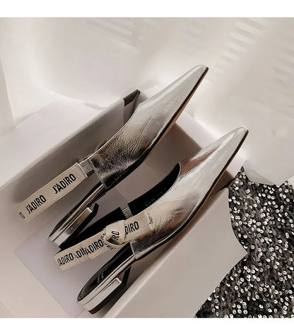 2025 New Fashionable Pointed-toe Buckle Solid Color High-heeled Sandals for Women in Spring and summer  Luxury Shoes