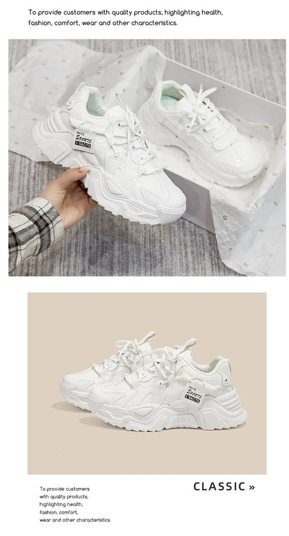 Women's Shoes Platform Autumn Leather 2025 New Versatile Black Casual Sneaker Solid Color Lace-up Vulcanize Shoes Tenis Feminino