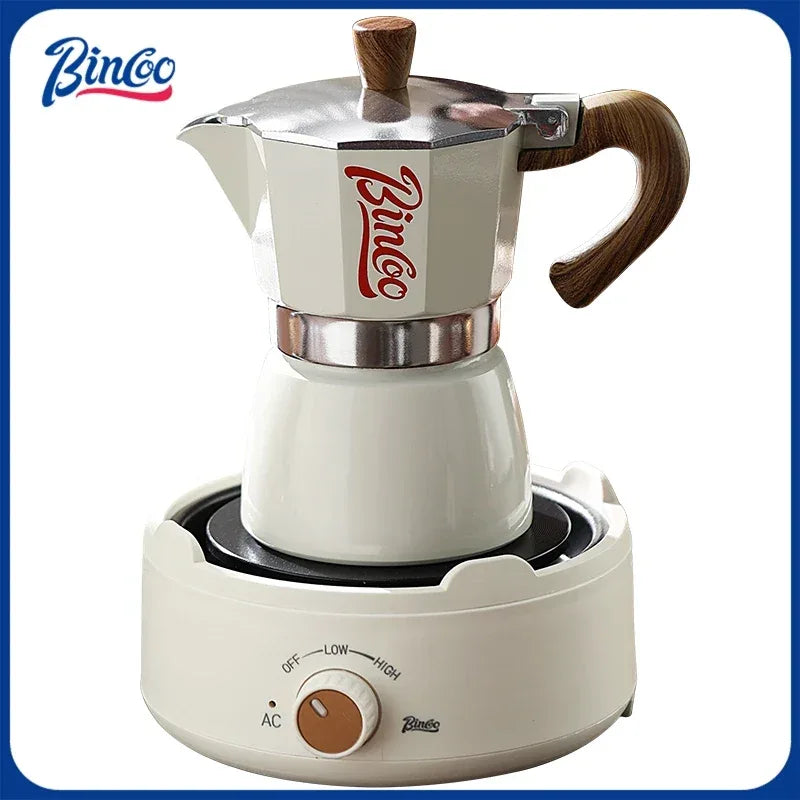 Bincoo Moka Pot and Electric Stove Combo Espresso Maker Compact Design for Small Spaces for Rich Italian Style Coffee Brewing