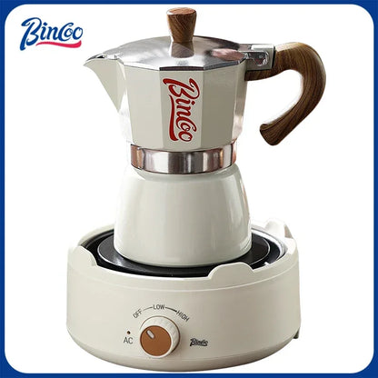 Bincoo Moka Pot and Electric Stove Combo Espresso Maker Compact Design for Small Spaces for Rich Italian Style Coffee Brewing