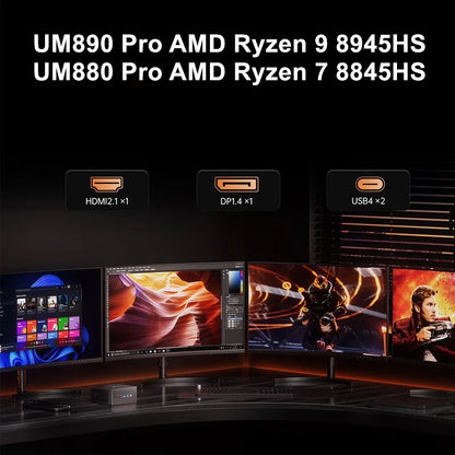 MINISFORUM OCuLink Gaming Mini PC UM890 UM880 Pro AMD Ryzen 9 8945HS R7 8845HS 2*USB4 2*DDR5 2*PCIE4 Windows 11 Computer WiFi6E