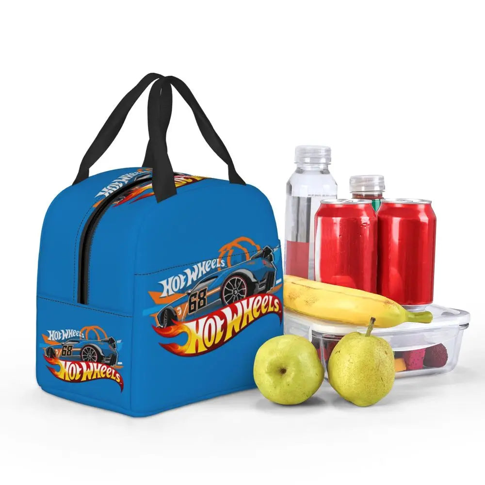 Custom Hot Wheels For Fans Thermal Insulated Lunch Bag Cartoon Sport Car Portable Lunch Container Travel Multifunction Food Box