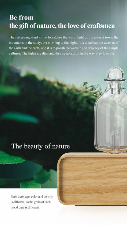 Rechargeable Essential Oil Diffuser Waterless Nebulizing Diffuser Electric Smell for Home Office Wood and Glass Aroma Diffuser