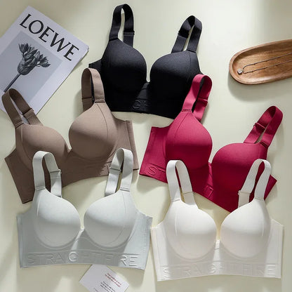 Seamless Women's Underwear, Large Size, No Steel Ring, Gathered and Adjusted, Anti-sagging Sexy Bra Push Up Bra