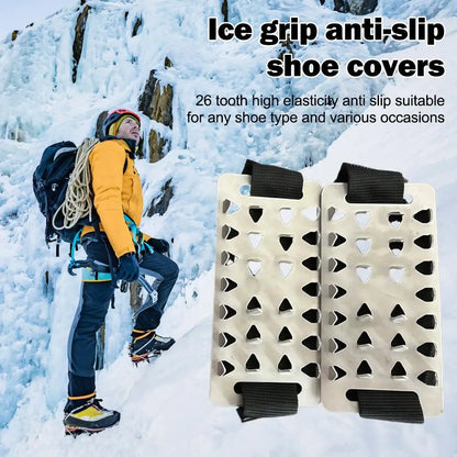 1 Pair Adjustable Stainless Steel Snow Claw Ice Grippers With System - Heavy-Duty Winter Climbing, Walking, Driving Grips Tool