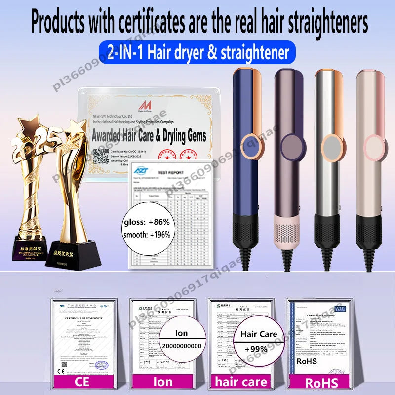 2 IN 1 Hair-care Airstrait Hair Straightener Hair Dryer Negative Ion Hair Styler Long-Lasting Styling Tool Hairdryer Machine