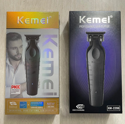 Kemei Men's Cordless Hair Clipper USB Rechargeable Zero Gap Trimmer Electric Hair Clipper Original Blade Accessories KM-2299