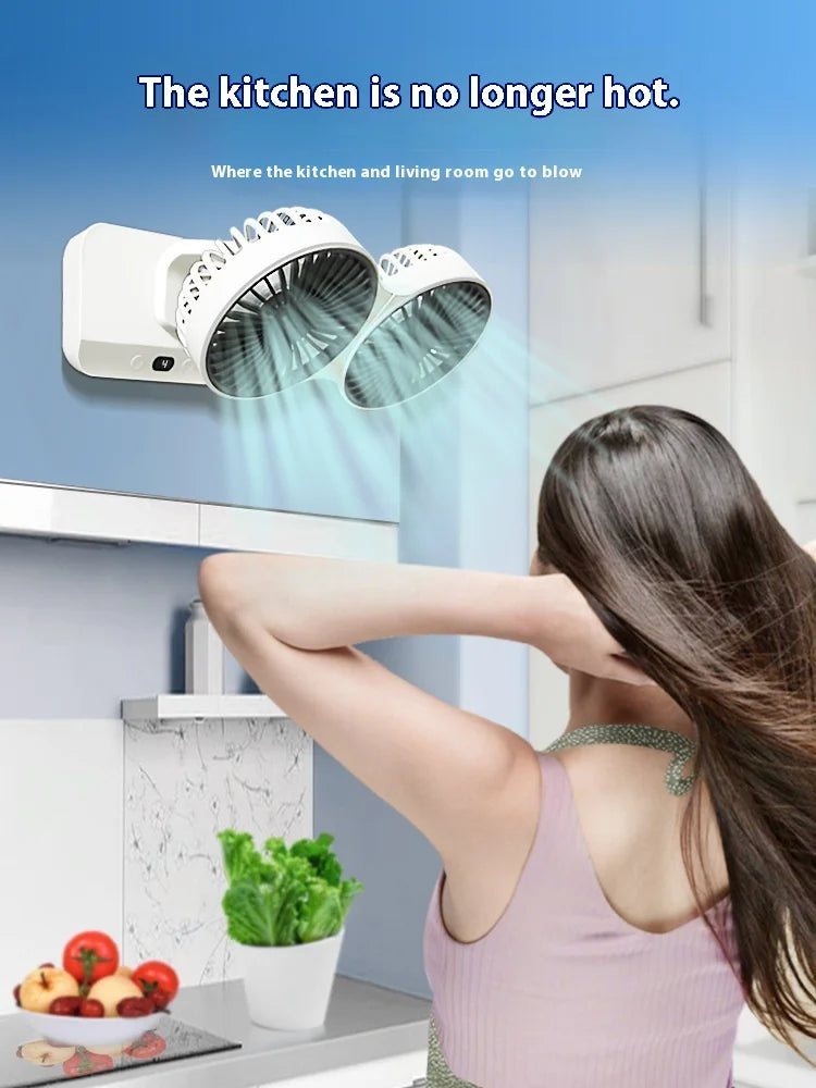2024 New Multi-Function Double-Head Shaking Fan 4-Gears Adjustable High-Definition Digital Display Night Lights Portable Fan