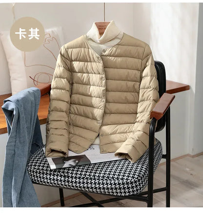 Light Down Coat Spring Autumn Warm Women White Duck Down Slim Jackets Female Fashion Ultra Lightweight Packable Puffer Coats
