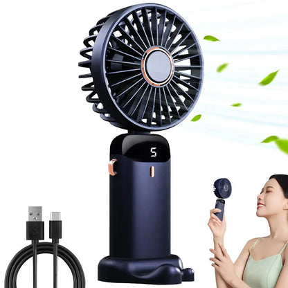 Handheld Mini Fan Foldable Portable USB Charging Neck Fan 1200mAh 5 Speed Settings  Suitable for Home and Outdoor Use