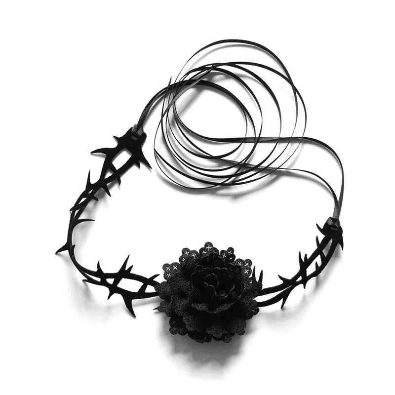 Gothic Victorian Black Lace Necklace Women Girl Boho Crystal Tassel Sexy Lace Choker Steampunk Dark Loli Style Halloween Jewelry