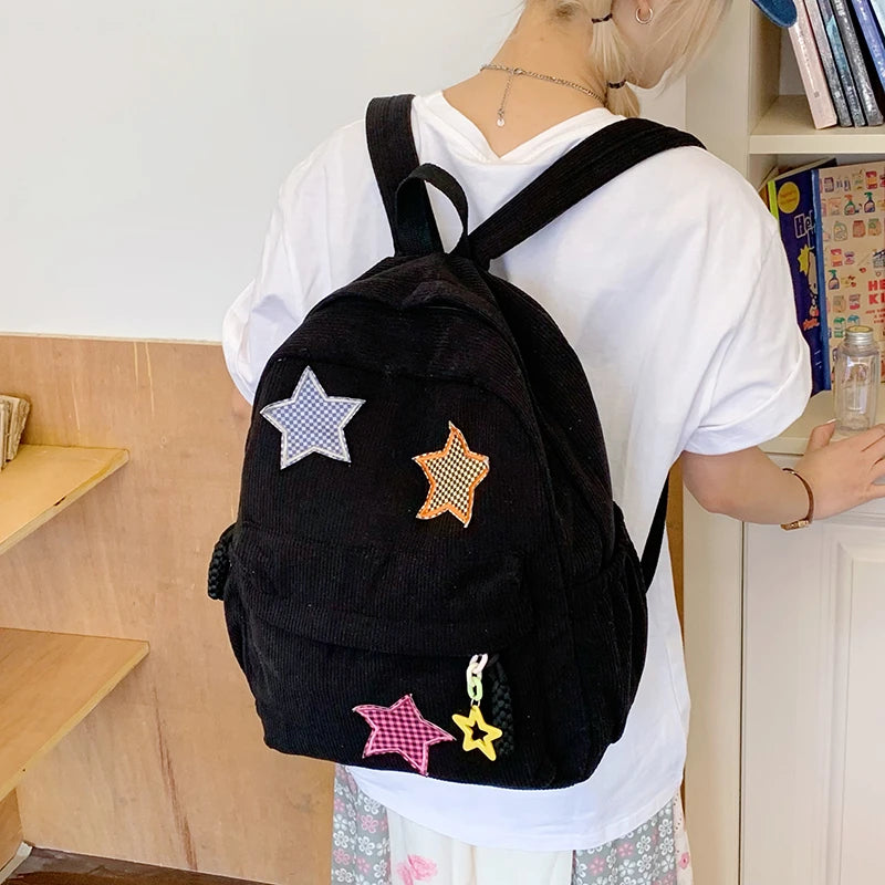 Women Schoolbag Waterproof Large Capacity School Backpack Smooth Zipper Solid Color Teens Girl Casual Daypack Bag Student Supply