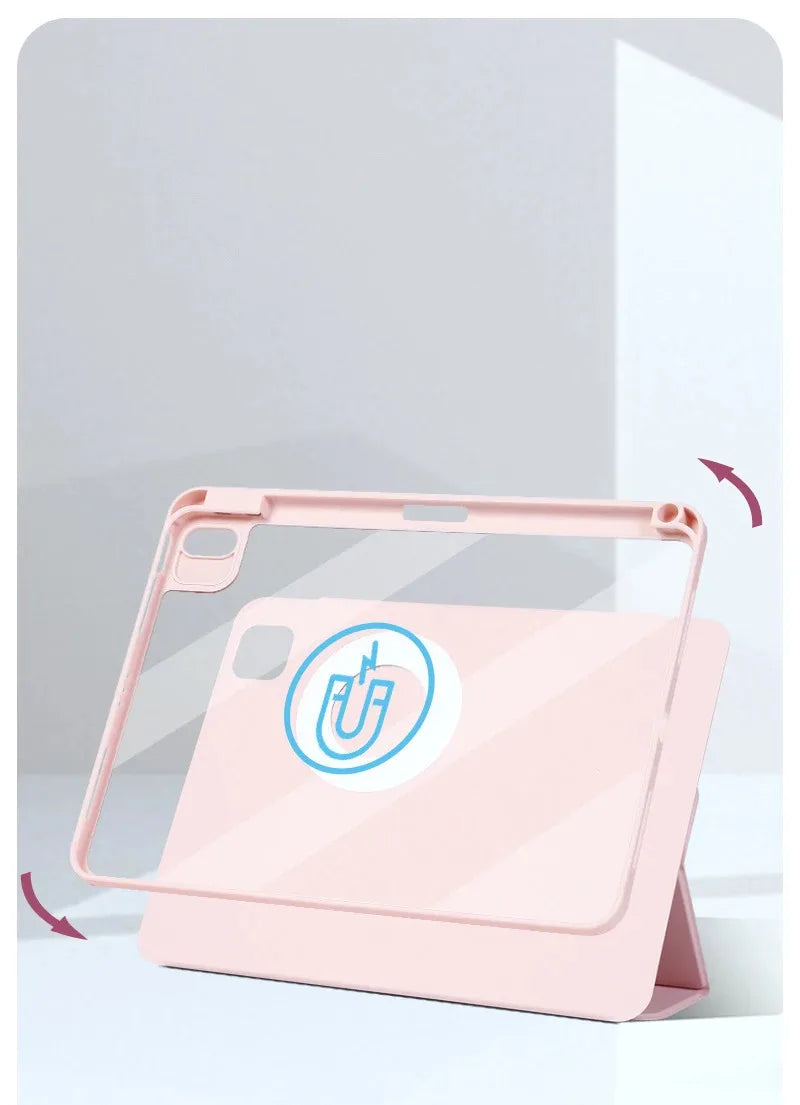 For 2024 iPad Pro11 Case M4 Pro 13" Air 6 4th 5th 12.9 Mini6 10.2 Pro 10.5 8th 9th 10th Magnetic Detachable Rotating Pencil Case