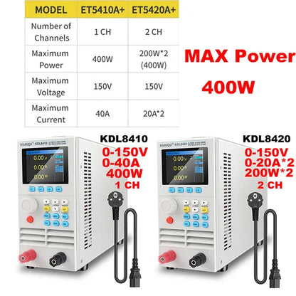 Programmable DC Electronic Load 150V 40A 400W Digital Battery Capacity Tester Electronic Load Meter Aging Instrument ET5410A+