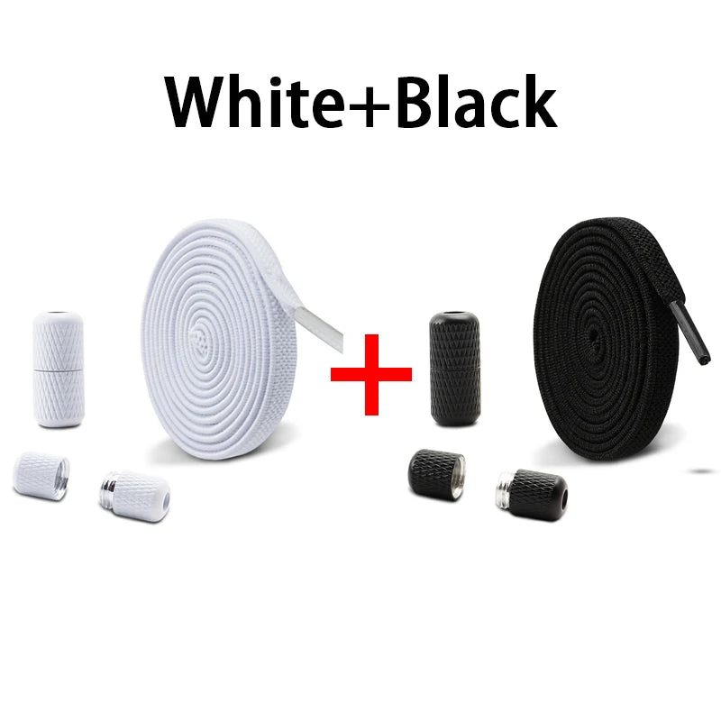 Metal Capsule Buckle Shoelaces without ties Sneaker Flats Elastic Laces Kids Adult Quick Lace On/Off Shoelace 1Pair/2Pair