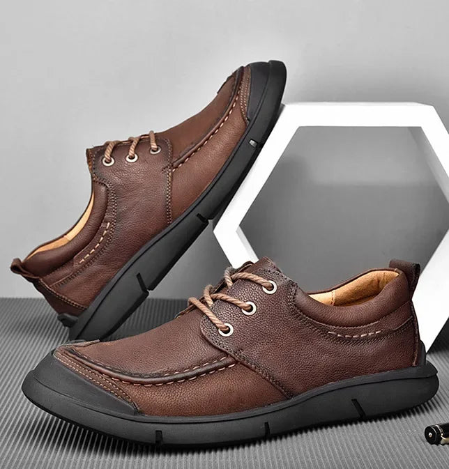 LIHUAMAO Cow leather Men Shoe Casual Walking footwear Sneakers outdoor work shoes sport