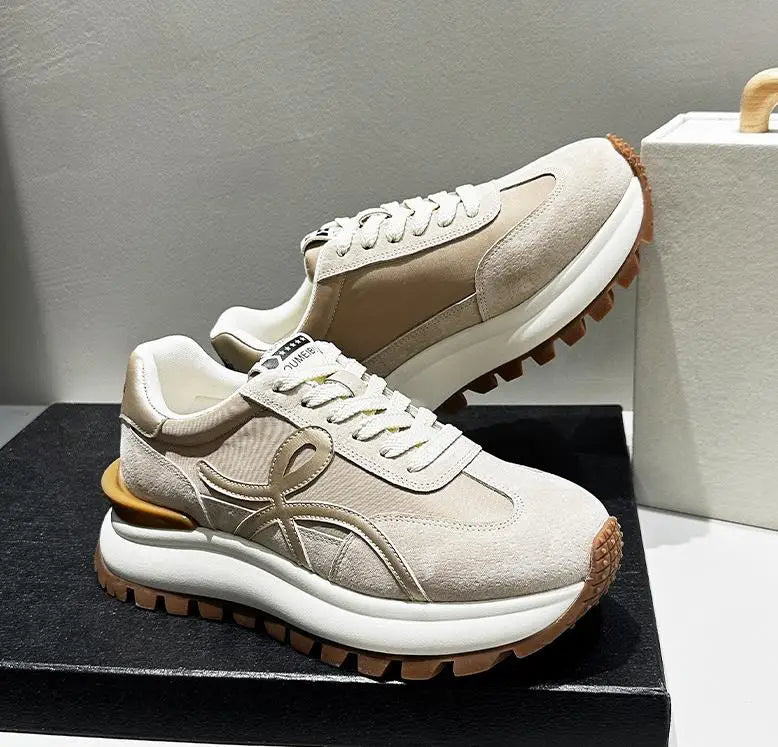 Women Sneakers Genuine Leather Platforms Ladies Casual Sports Shoes Comfy Students Sneakers Summer Popular Size 34-40