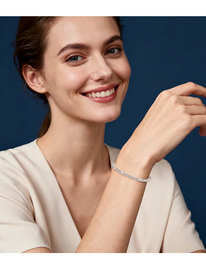 Luxury  Jewelry VVS Moissanite  Sterling Silver 925 Fashion Moissanite Tennis Chain Bracelet and Necklace For Women