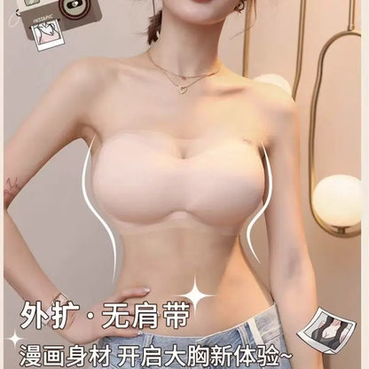 10CM Extra Thick Cooling Seamless Strapless Bra  Push Up Tube Top for Small Chest, Anti-Slip Lift, Anti-Sagging Invisible Bra