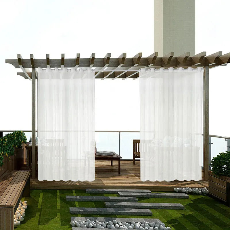 1 Pcs Outdoor Waterproof Sheer Curtain Translucent Bedroom Indoor Blackout Curtain Porch Pergola Patio Pavilion Terrace Curtains
