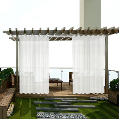 1 Pcs Outdoor Waterproof Sheer Curtain Translucent Bedroom Indoor Blackout Curtain Porch Pergola Patio Pavilion Terrace Curtains