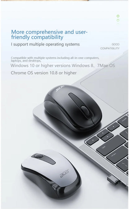 Acer 2.4Ghz Wireless Mouse Optical Portable Business Office Silent Mouse Suitable For Computer Laptop Notebook PC Esports Games