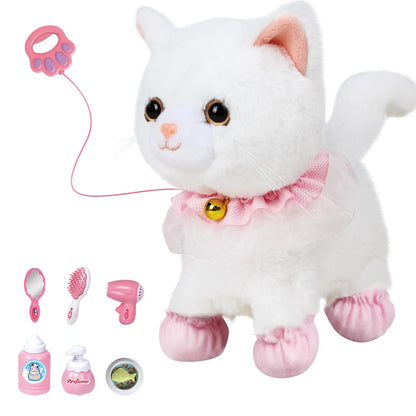 Interactive Walking Toy Cat for Kids Touch & Voice Controlled with Remote Leash And Waggling Tail Ideal Birthday Or Gift