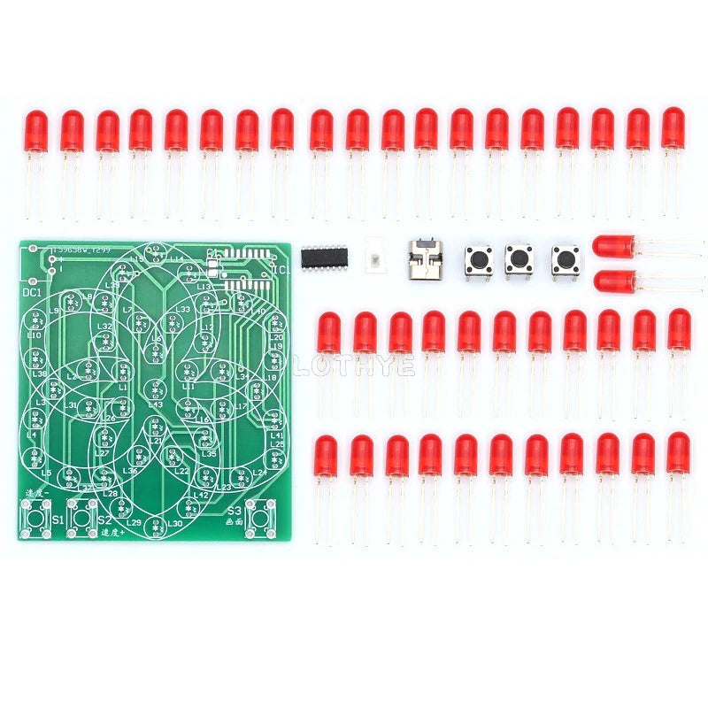 DIY Electronic Kit Multi Style Pattern Electronic Windmill Flowing Water Light 43 LED 5V Fun Soldering Component Training Suite