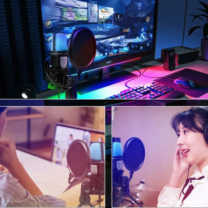 USB Microphone Clear Full RGB Capacitive Gaming Esports Desktop Microphone Live Conferencing Podcast Recording Studio Computer