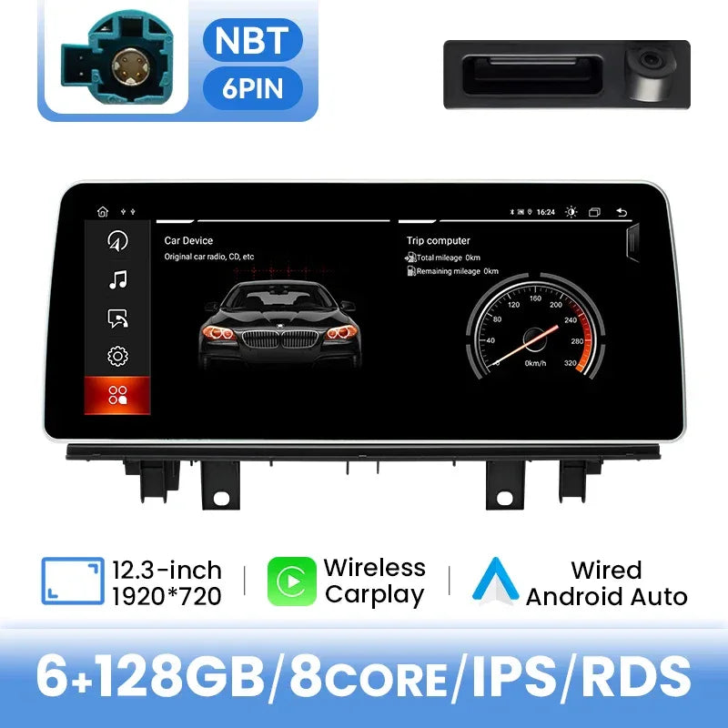 Wireless Carplay Android 12 12.3 Inch IPS 1920*720P Car Multimedia Player For BMW X1 F48 2016 2017 NBT System 4G Wifi Navigation