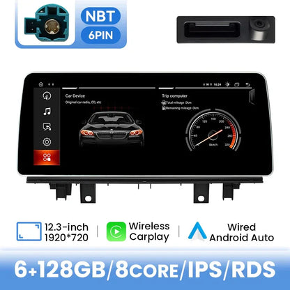 Wireless Carplay Android 12 12.3 Inch IPS 1920*720P Car Multimedia Player For BMW X1 F48 2016 2017 NBT System 4G Wifi Navigation