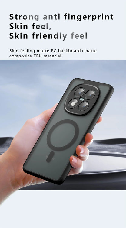 For Xiaomi Redmi Note 15 Pro Plus 5G Case Shockproof Magnetic Matte PC+TPU Anti-fingerprint Translucent Cover for Note15 Pro
