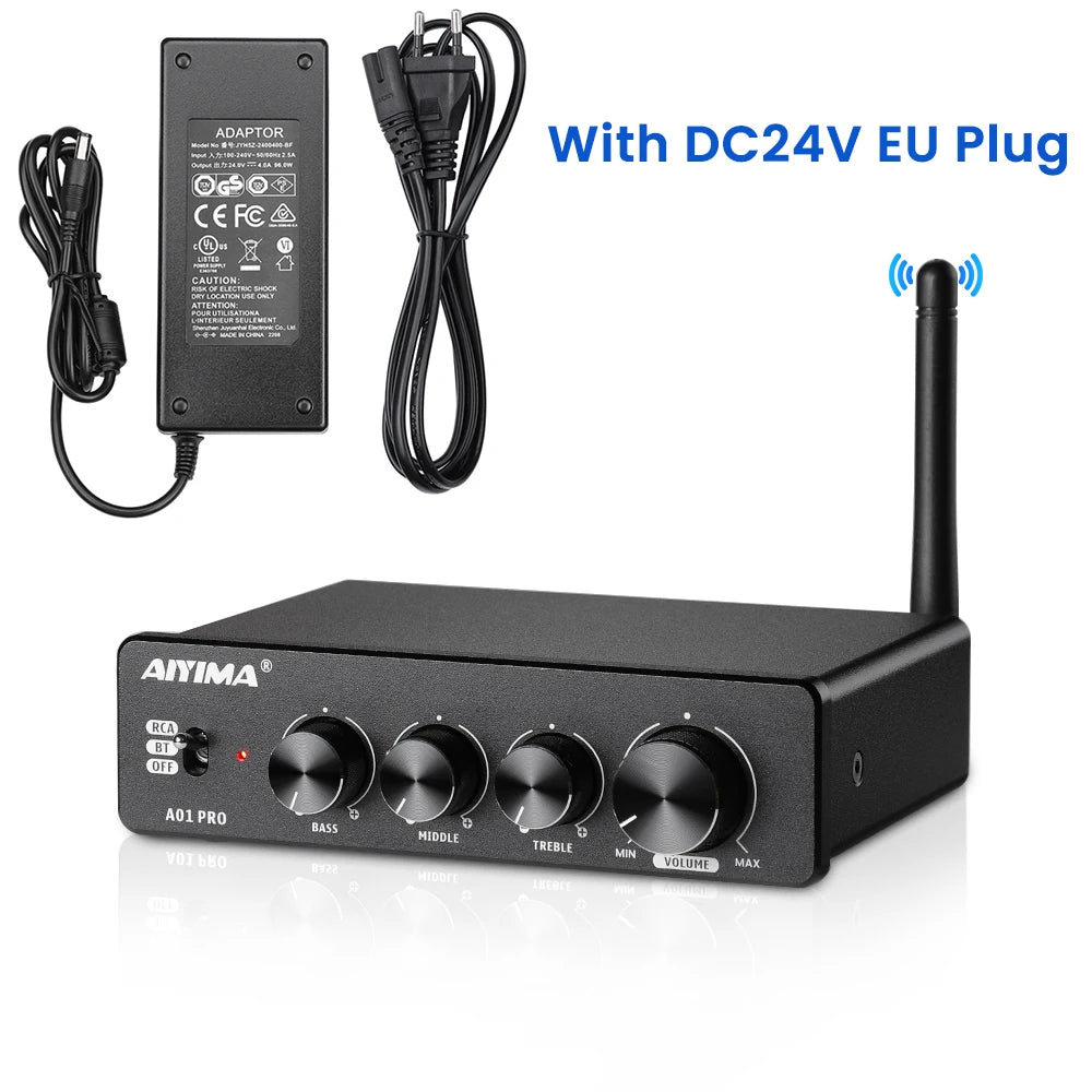 AIYIMA Audio A01 Pro TPA3116D2 Bluetooth Sound Power Amplifier 100W Mini Hifi Class D Stereo Amp Bass Treble for Home Theater