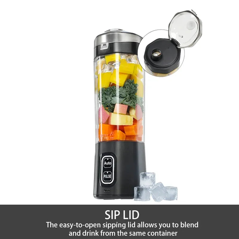 Portable Electric Juice Maker Blender 700ML USB Rechargeable Fruit Mixer 6 Blades Juicer for Shakes Smoothies Fresh Juicing Cup