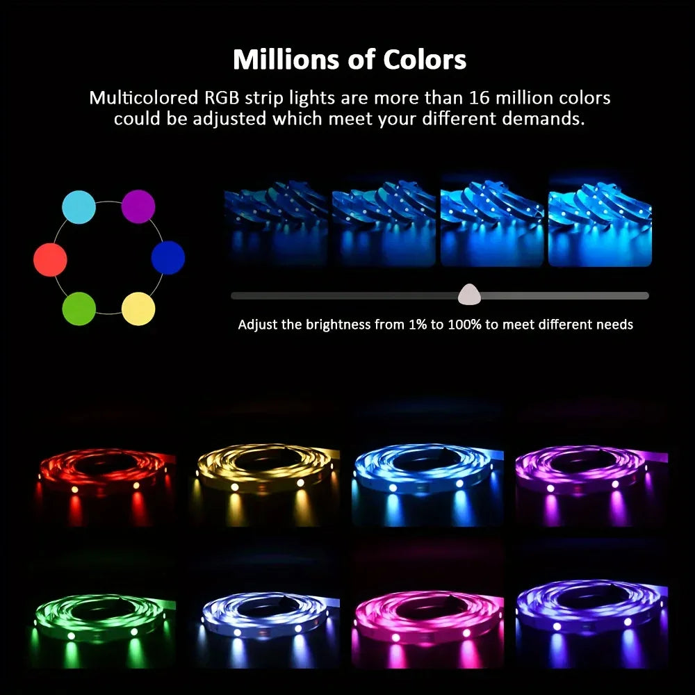 RGB LED Strip Light APP Bluetooth Control IR for Bedroom Living Room TV Backlight Remote Lamp Neon Lighting Home Kit Appliance