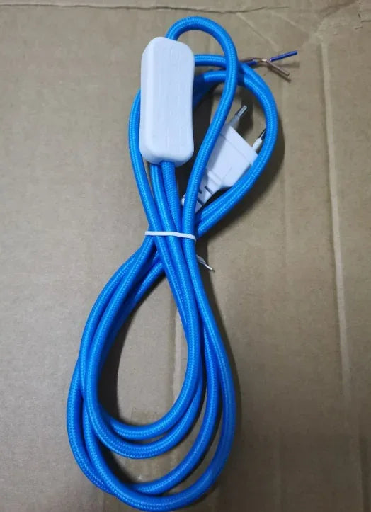 2m AC 220-250V EU Power Cord with Switch Fabric Covered Electrical Power Cable For DIY Table Lamp Cord