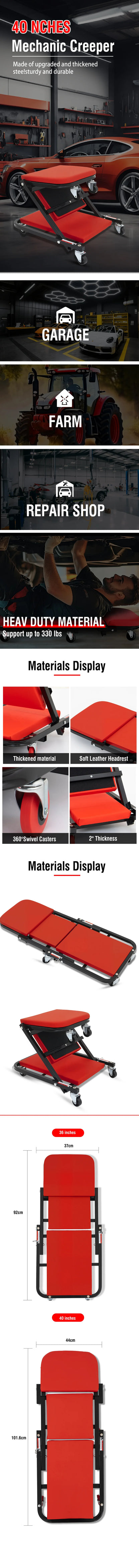 40 Inch Thickened Car Repair Lying Board Skateboard Sleeping Work Stool Folding Auto
