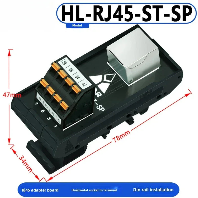 RJ45 adapter terminal RJ45 adapter terminal Cat5e Cat6 adapter board network port DIN35 guide rail installation